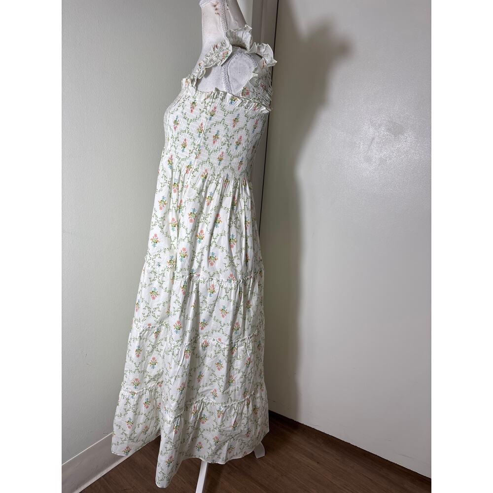 Hill House The Nap Dress White Bouquet Cotton Maxi Dress Sz S - Picture 2 of 4